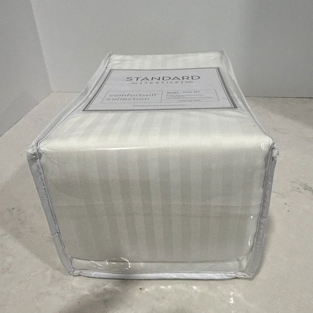 Standard Textile Linen Duvet Set King/Cal King Off White Duvet Cover + Sham set